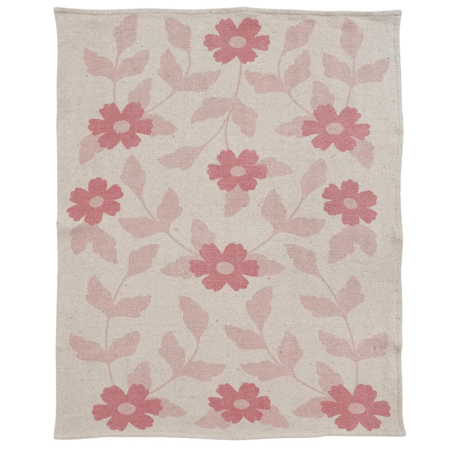 Recycled Cotton Pink Flower Blanket