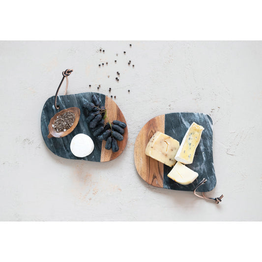 Black Marble and Wood Cheese Board