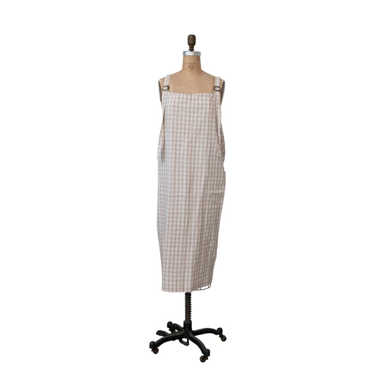 Check Cross Back Apron with Adjustable Straps