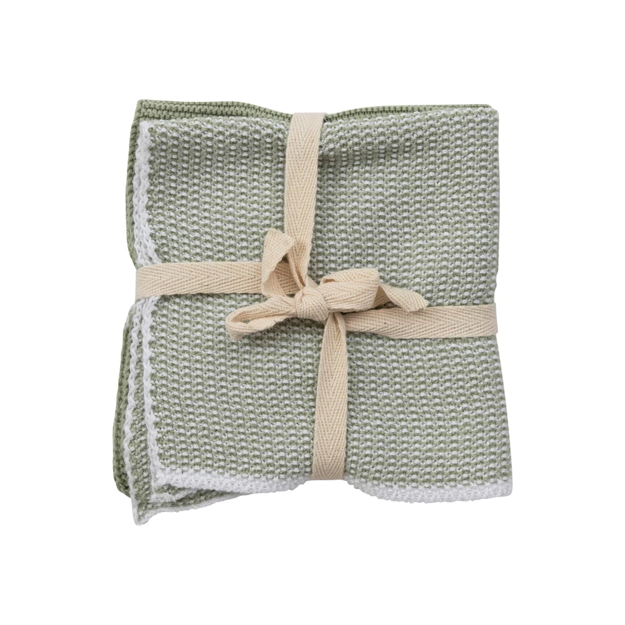 Sage Knit Cotton Cloth Set of 2