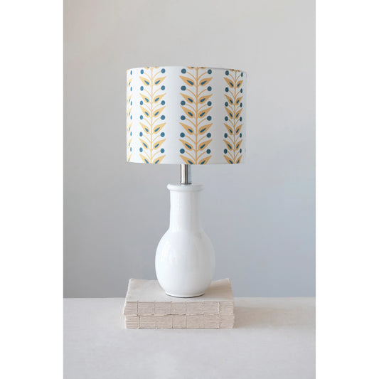 Terra Cotta Table Lamp with Botanical Shade