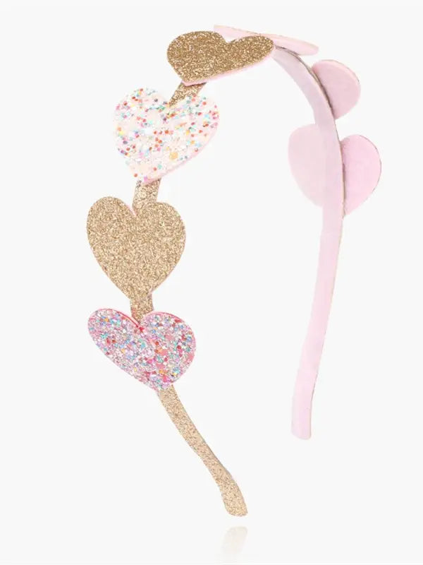Pink & Gold Glitter Heart Headband
